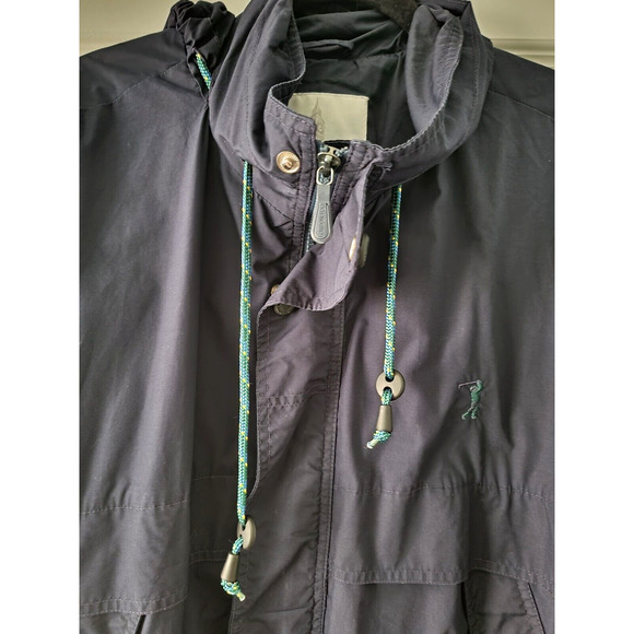 London Fog Men's Size Large Dark Navy Blue Golf Windbreaker Zip Up Button Jacket - Picture 3 of 11